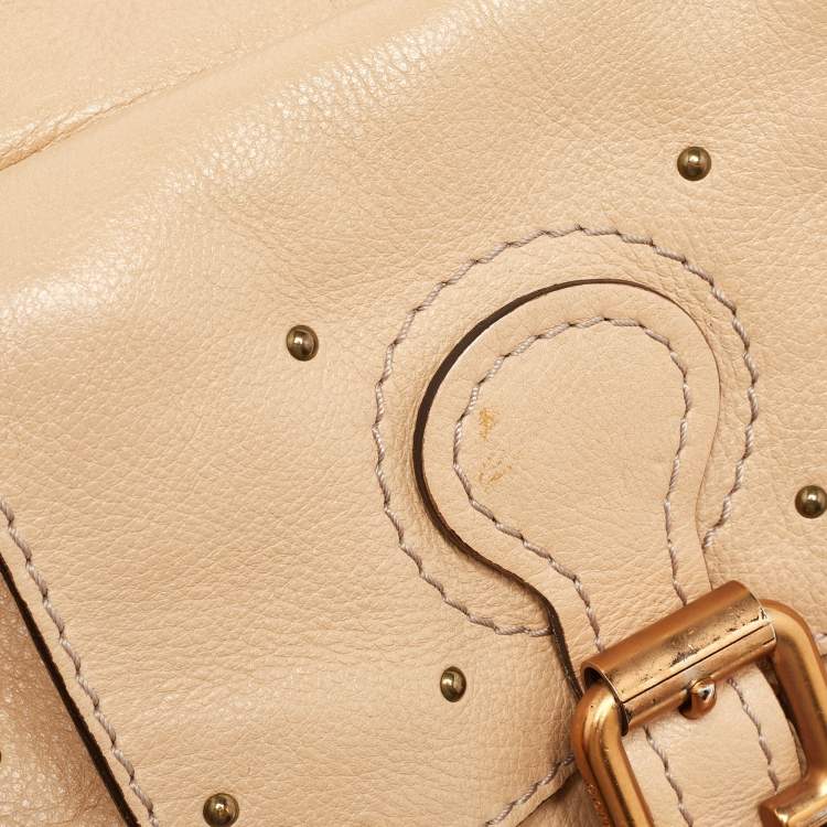 Pre Owned Chloe Beige Leather Paddington Front Pocket Satchel