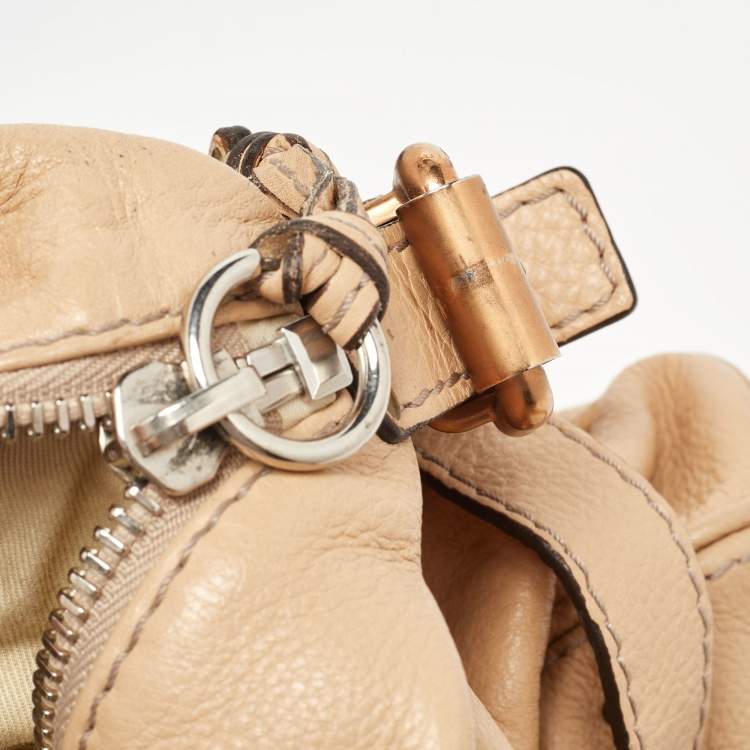 Pre Owned Chloe Beige Leather Paddington Front Pocket Satchel