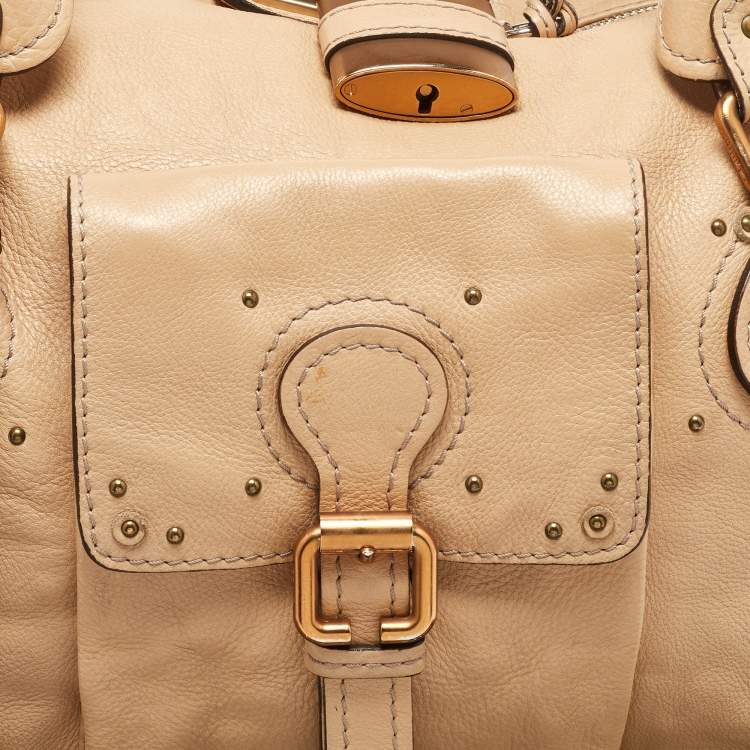Pre Owned Chloe Beige Leather Paddington Front Pocket Satchel