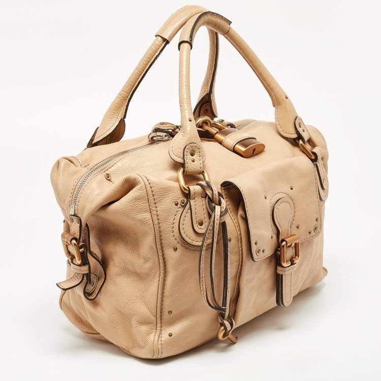 Pre Owned Chloe Beige Leather Paddington Front Pocket Satchel