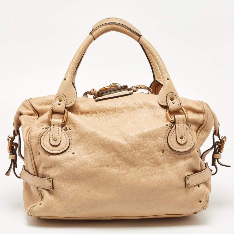 Pre Owned Chloe Beige Leather Paddington Front Pocket Satchel