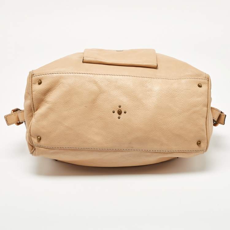 Pre Owned Chloe Beige Leather Paddington Front Pocket Satchel