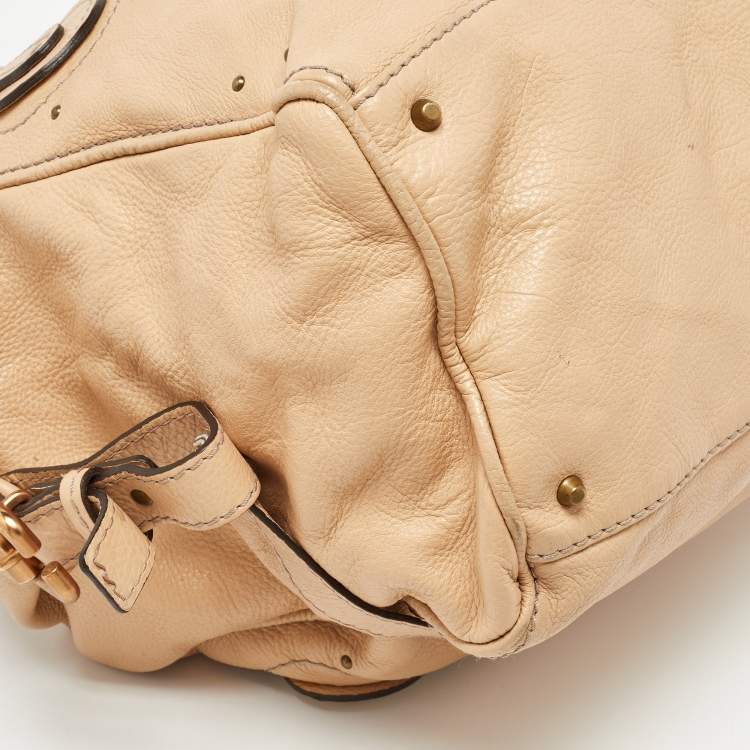 Pre Owned Chloe Beige Leather Paddington Front Pocket Satchel