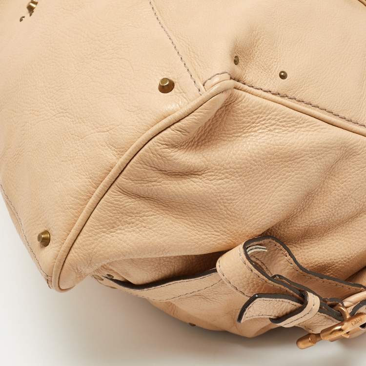 Pre Owned Chloe Beige Leather Paddington Front Pocket Satchel