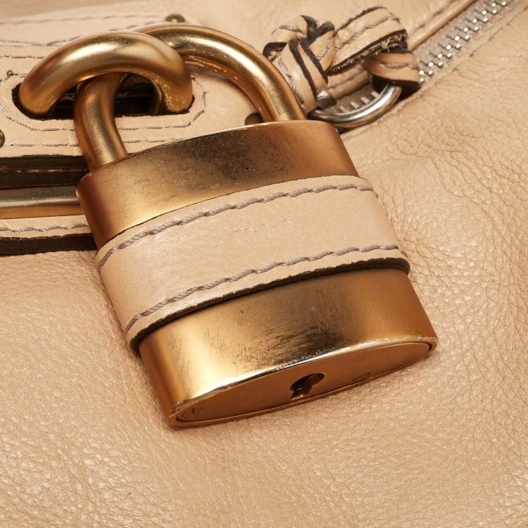 Pre Owned Chloe Beige Leather Paddington Front Pocket Satchel