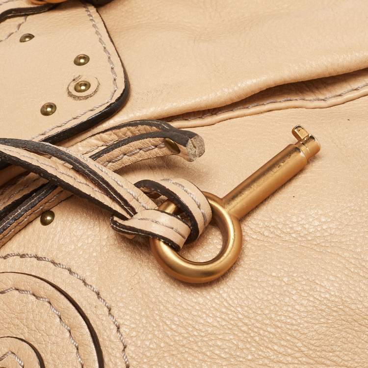 Pre Owned Chloe Beige Leather Paddington Front Pocket Satchel