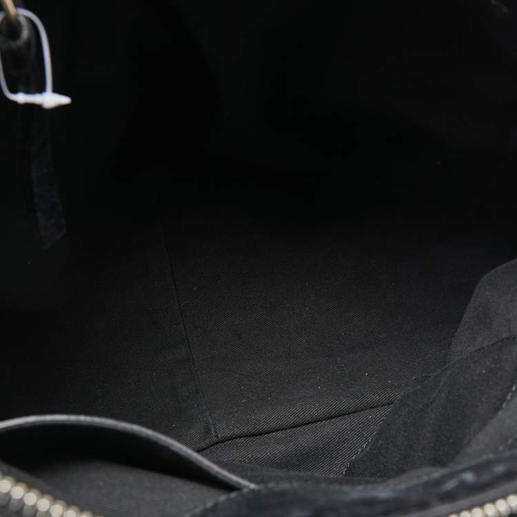 Pre Owned Chloe Black Leather and Python Heloise Large Satchel