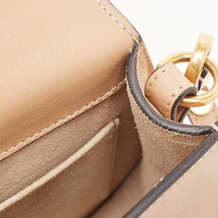 Pre Owned Chloe Beige Leather and Suede Small Nile Bracelet Crossbody Bag