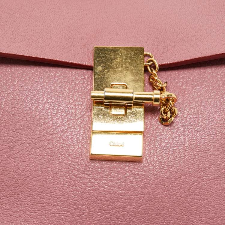 Pre Owned Chloe Old Rose Leather Medium Drew Shoulder Bag