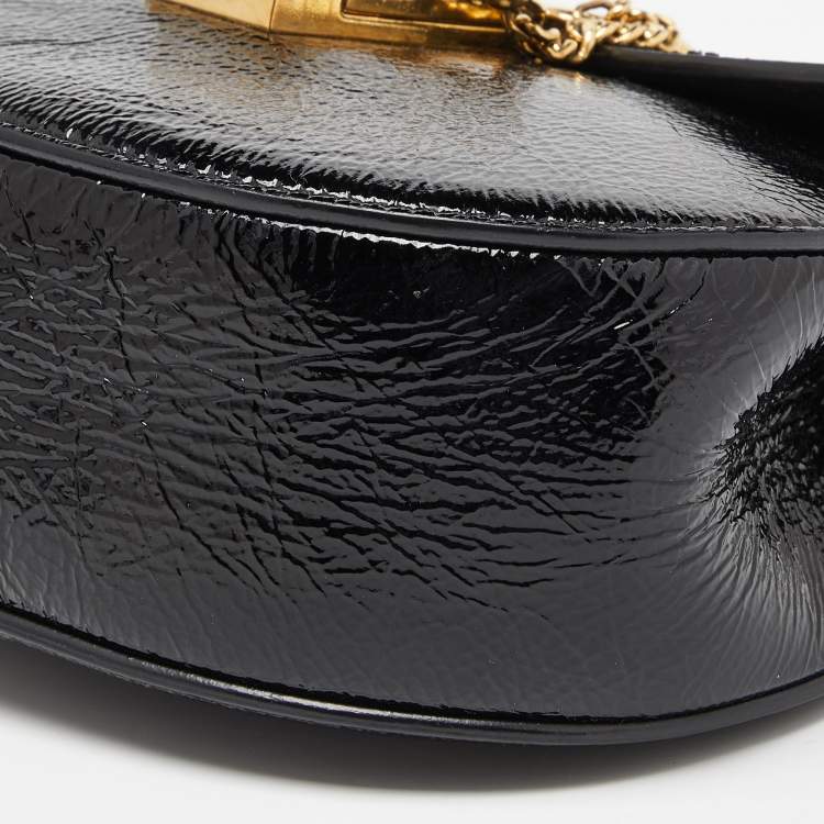 Pre Owned Chloe Black Patent Leather Small Drew Chain Crossbody Bag