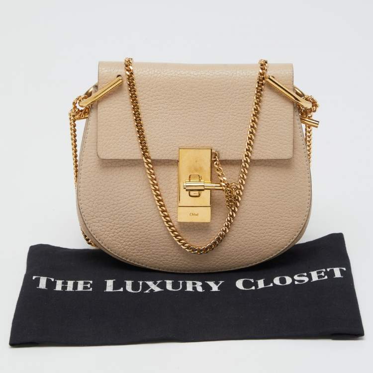 Pre Owned Chloe Cream Leather Small Drew Chain Crossbody Bag