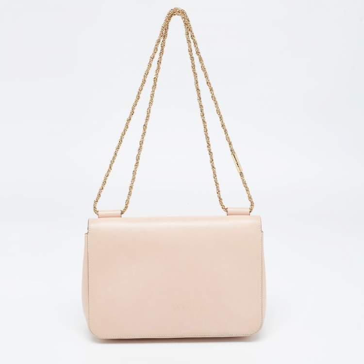 Pre Owned Chloe Light Pink Leather Medium Crystals Embellished Elsie Shoulder Bag