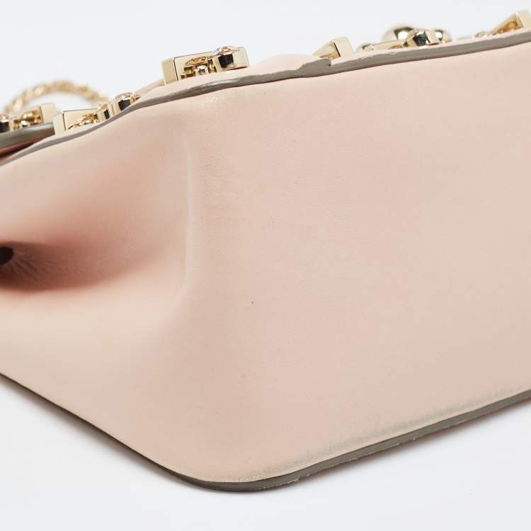 Pre Owned Chloe Light Pink Leather Medium Crystals Embellished Elsie Shoulder Bag