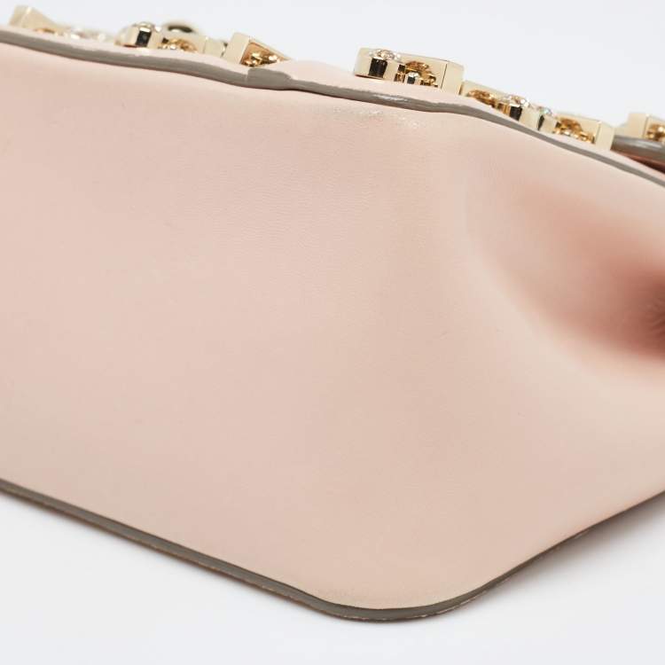 Pre Owned Chloe Light Pink Leather Medium Crystals Embellished Elsie Shoulder Bag