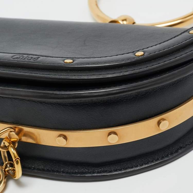 مملوكة مسبقًا Chloé Black Leather Nile Bracelet Minaudiere Crossbody Bag