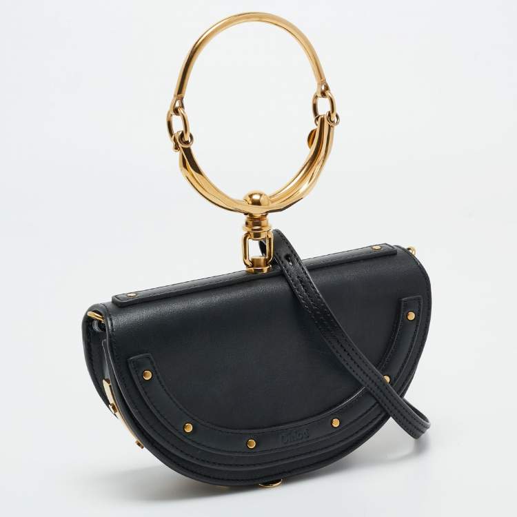 مملوكة مسبقًا Chloé Black Leather Nile Bracelet Minaudiere Crossbody Bag