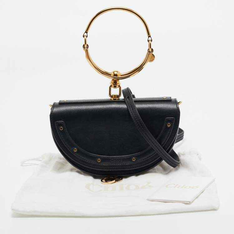 مملوكة مسبقًا Chloé Black Leather Nile Bracelet Minaudiere Crossbody Bag