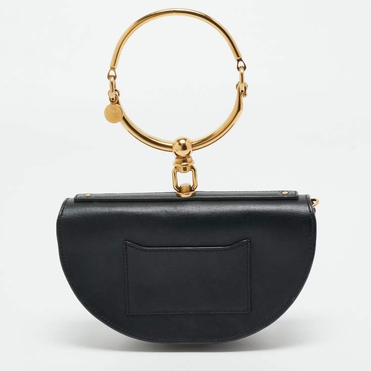 مملوكة مسبقًا Chloé Black Leather Nile Bracelet Minaudiere Crossbody Bag