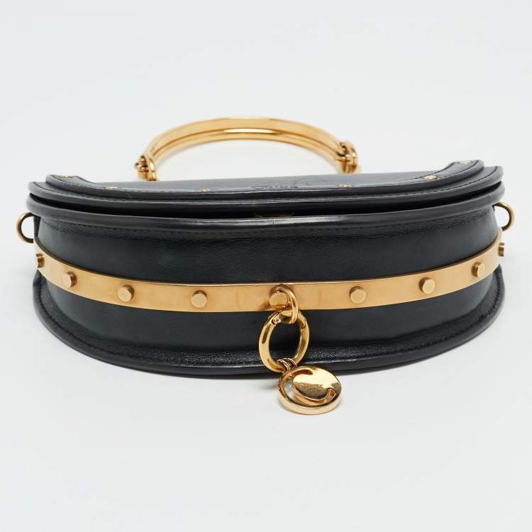 مملوكة مسبقًا Chloé Black Leather Nile Bracelet Minaudiere Crossbody Bag