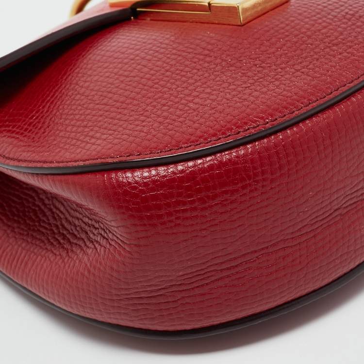 Pre Owned Chloé Red Leather Mini Drew Chian Shoulder Bag