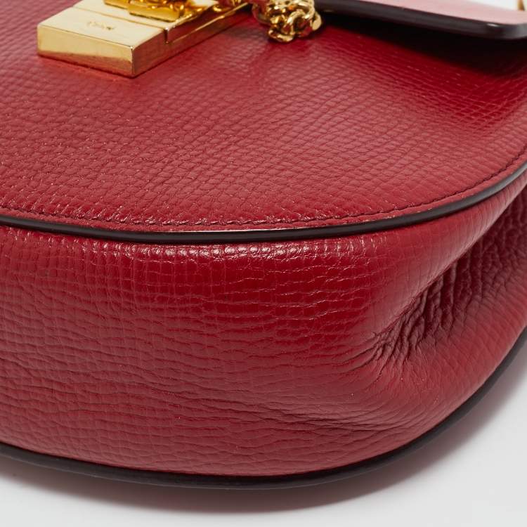 Pre Owned Chloé Red Leather Mini Drew Chian Shoulder Bag