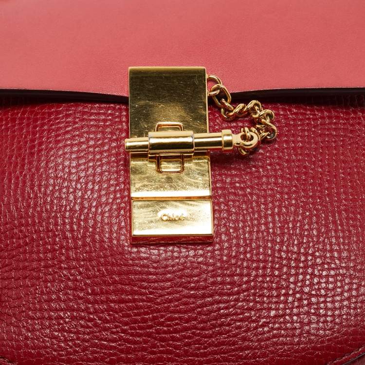 Pre Owned Chloé Red Leather Mini Drew Chian Shoulder Bag