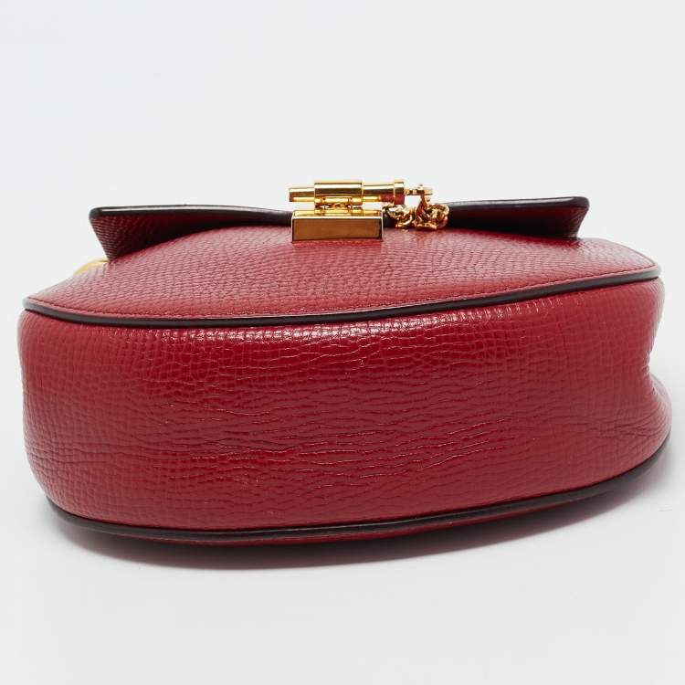 Pre Owned Chloé Red Leather Mini Drew Chian Shoulder Bag