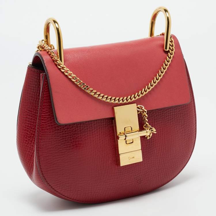 Pre Owned Chloé Red Leather Mini Drew Chian Shoulder Bag