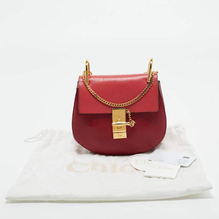 Pre Owned Chloé Red Leather Mini Drew Chian Shoulder Bag