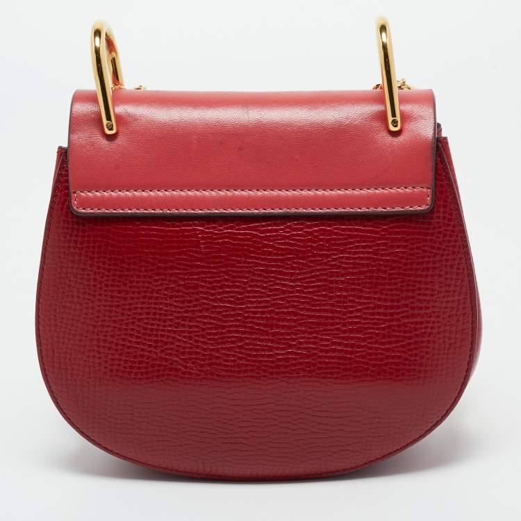 Pre Owned Chloé Red Leather Mini Drew Chian Shoulder Bag
