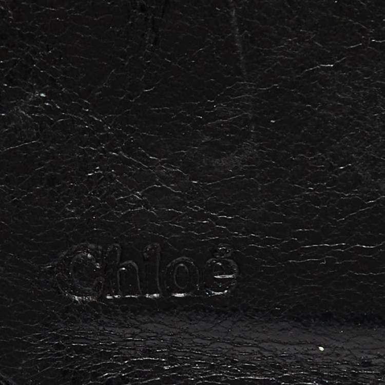 Pre Owned Chloe Black Leather Zip Compact Wallet