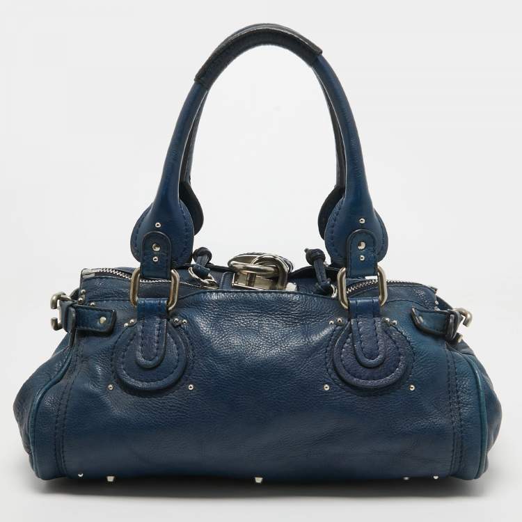 Pre Owned Chloe Blue Leather Medium Paddington Satchel