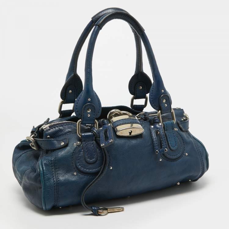 Pre Owned Chloe Blue Leather Medium Paddington Satchel
