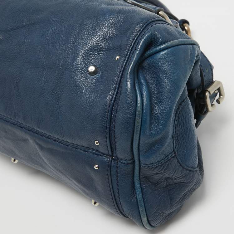 Pre Owned Chloe Blue Leather Medium Paddington Satchel