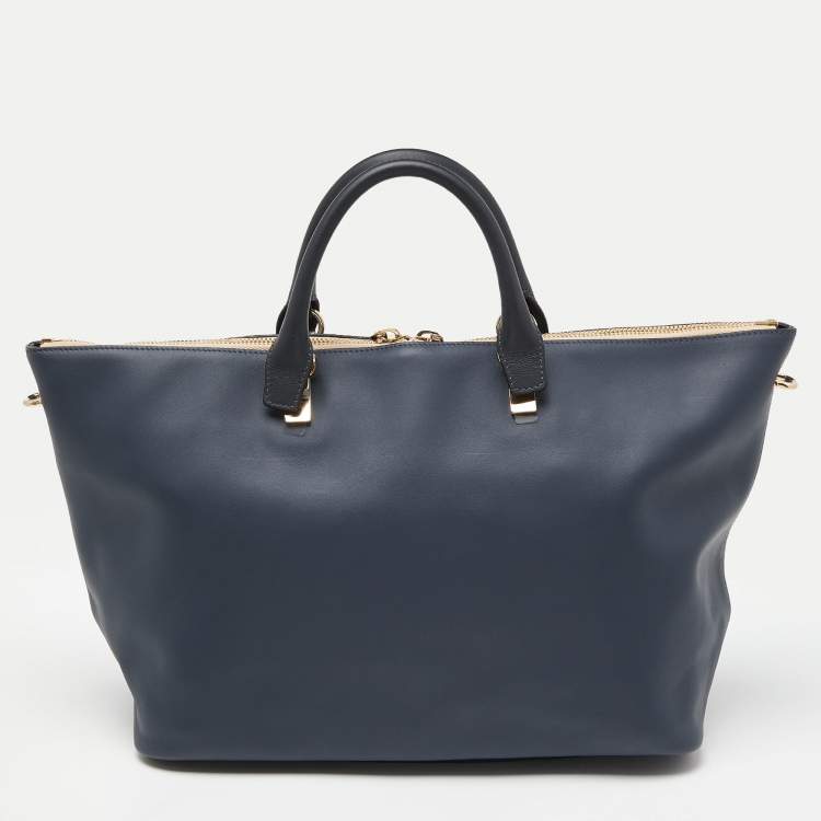 Pre Owned Chloe Two Tone Blue Leather Large Baylee Tote