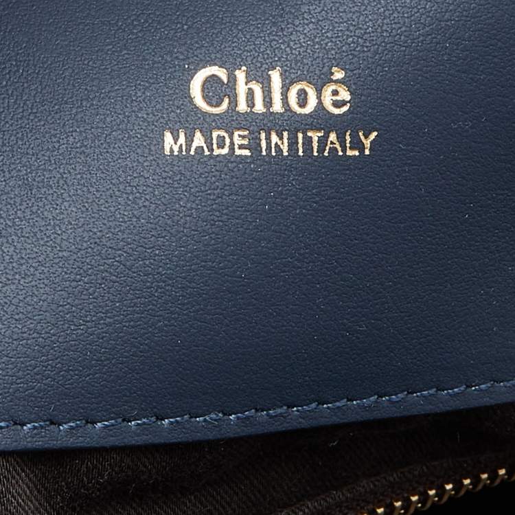 Pre Owned Chloe Two Tone Blue Leather Large Baylee Tote