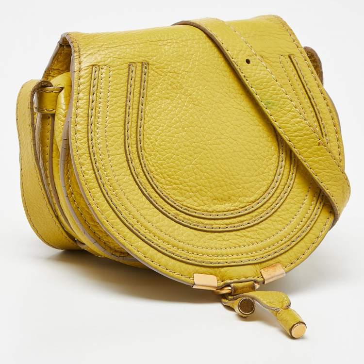 Pre Owned Chloe Yellow Leather Small Marcie Crossbody Bag
