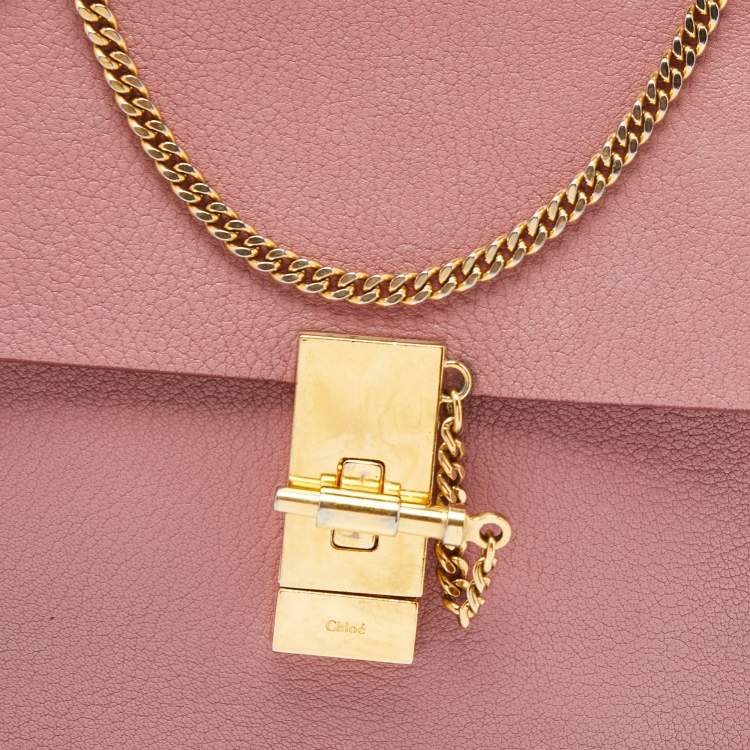 Pre Owned Chloe Pink Leather Medium Drew Shoulder Bag