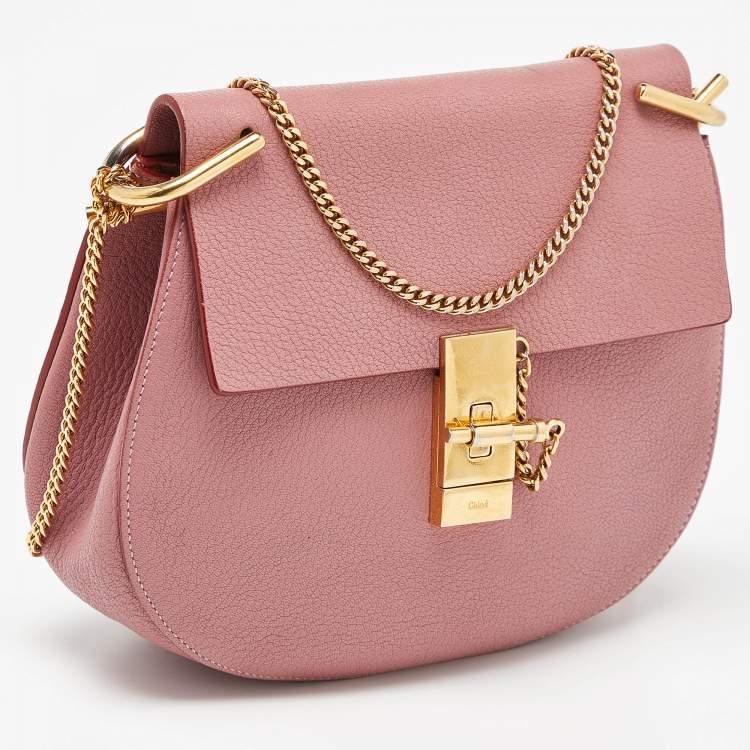 Pre Owned Chloe Pink Leather Medium Drew Shoulder Bag