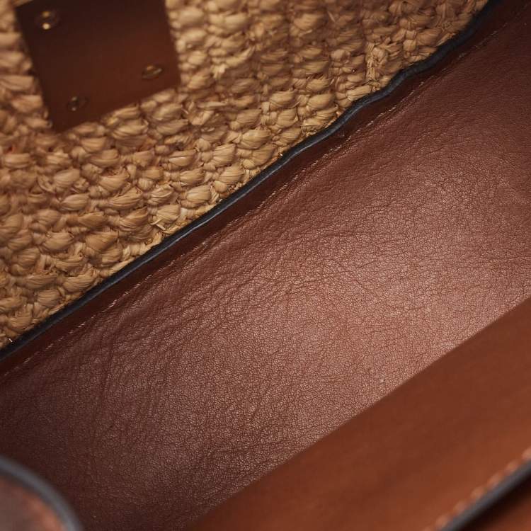 مملوكة مسبقًا Chloe Beige/Tan Raffia and Leather Medium Drew Shoulder Bag