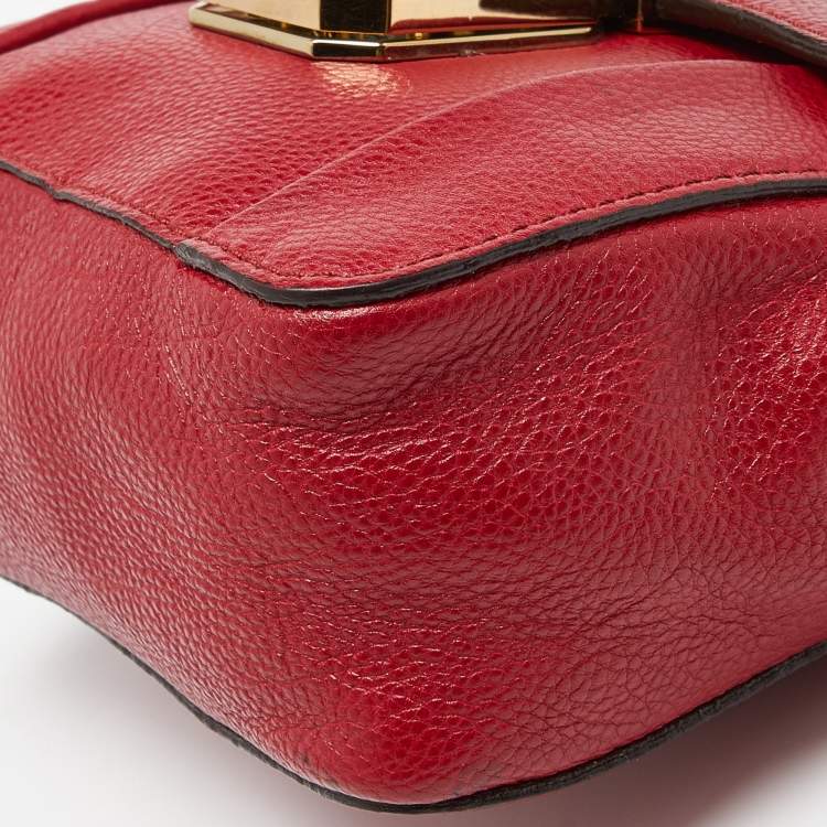Pre Owned Chloe Red Leather Mini Elsie Crossbody Bag