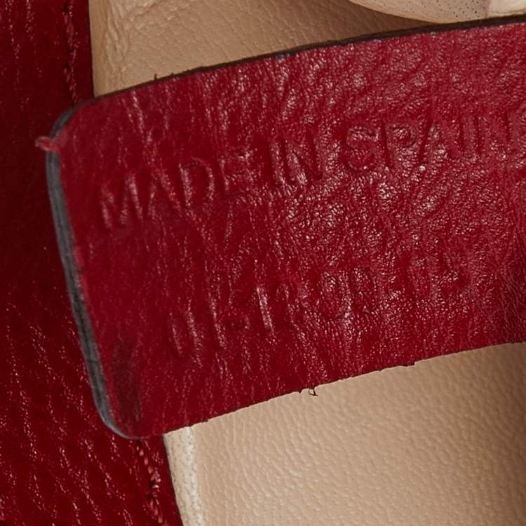 Pre Owned Chloe Red Leather Mini Elsie Crossbody Bag