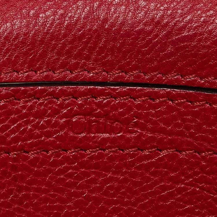 Pre Owned Chloe Red Leather Mini Elsie Crossbody Bag