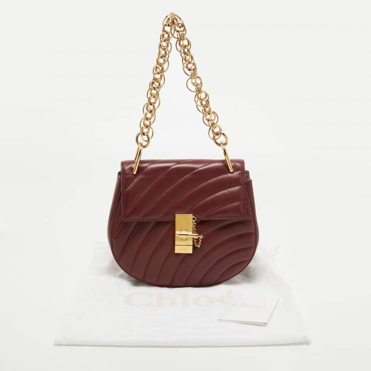Pre Owned Chloe Red Quilted Leather Medium Drew Shoulder Bag