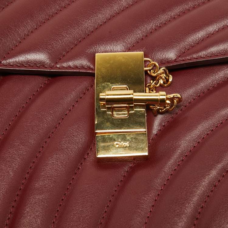 Pre Owned Chloe Red Quilted Leather Medium Drew Shoulder Bag
