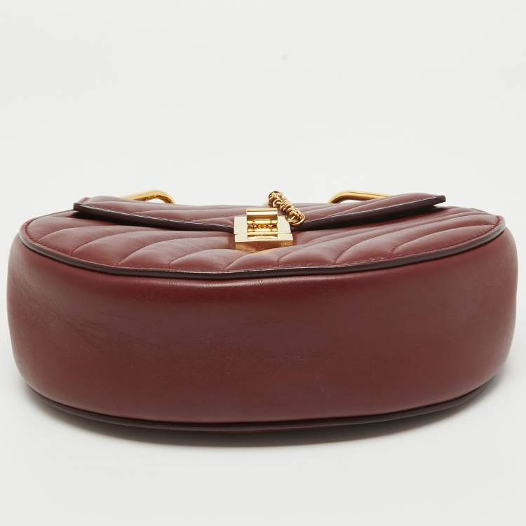 Pre Owned Chloe Red Quilted Leather Medium Drew Shoulder Bag