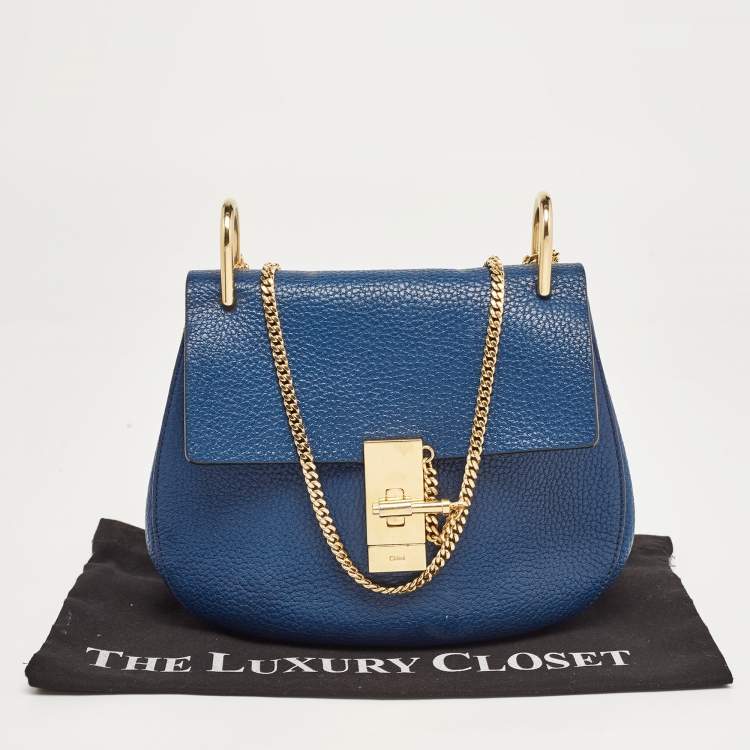 Pre Owned Chloe Blue Leather Medium Drew Shoulder Bag