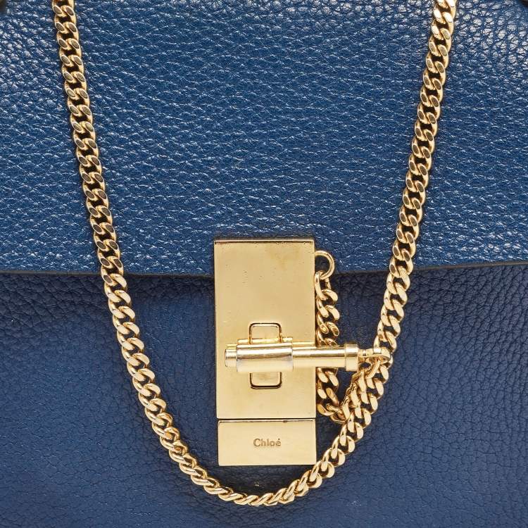 Pre Owned Chloe Blue Leather Medium Drew Shoulder Bag