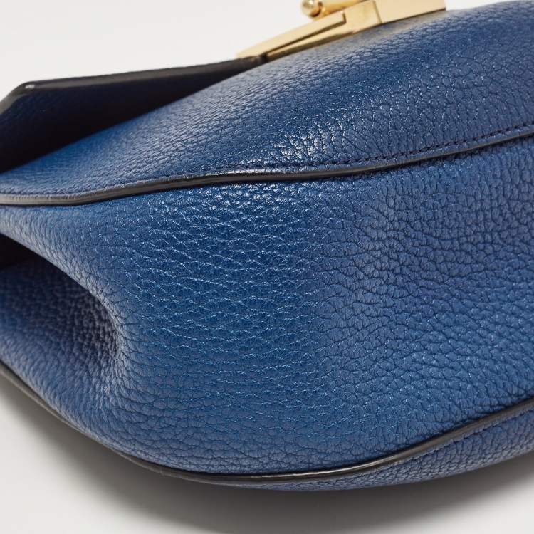 Pre Owned Chloe Blue Leather Medium Drew Shoulder Bag