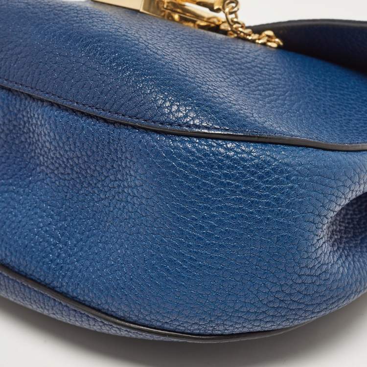 Pre Owned Chloe Blue Leather Medium Drew Shoulder Bag